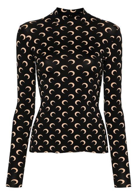 moon jersey highneck top woman black MARINE SERRE | WTS005ACJER0001IT99